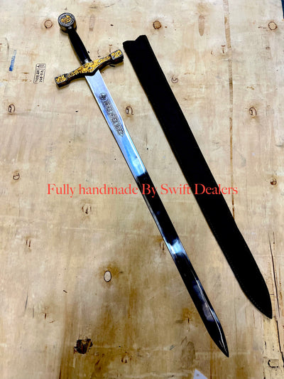 Medieval Knight Templar Sword With Sheath Longsword Tempered Stainless Steel