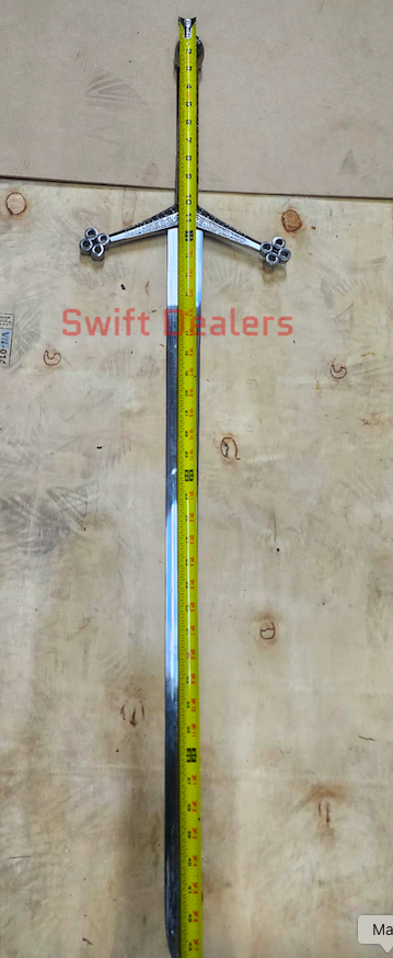 Handmade Claymore Cosplay Sword 44” Silver Medieval Greatsword Prop with Faux Leather Sheath | Display Sword Replica