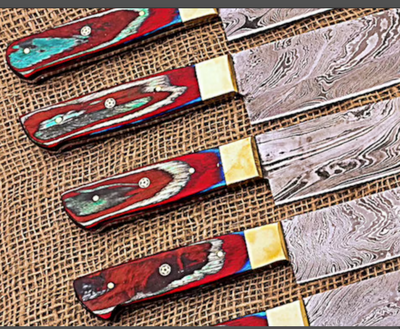 best handmade  damascus chef knives set 