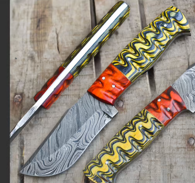 Damascus knife set for sale 