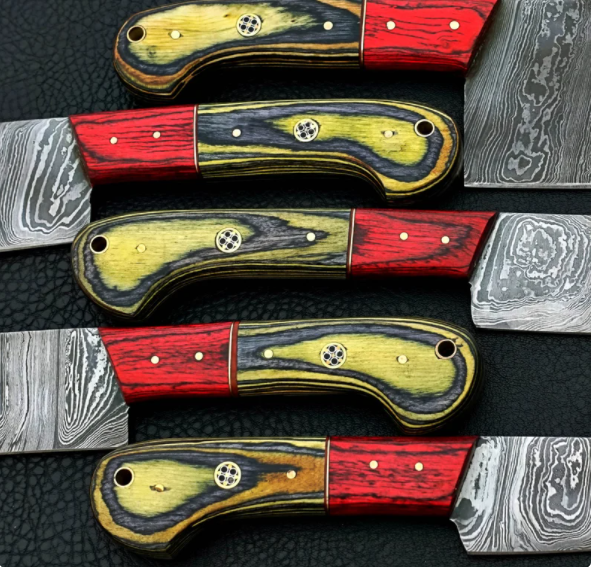 Handmade Chef Set of 5 Knives, Damascus Steel Chef Set of 5 Knives, Kitchen Knife Set of 5 Knives with Leather Case - Swift dealers
