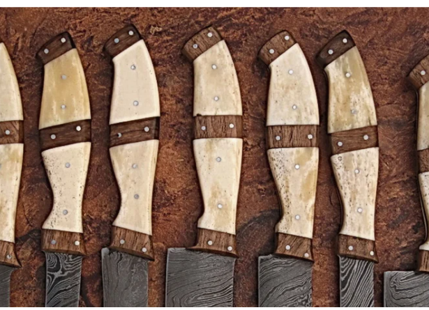 Handmade Chef Set of 7 Knives, Damascus Steel Chef Set of 7 knives, Kitchen Knife set with Leather Case - Swift dealers