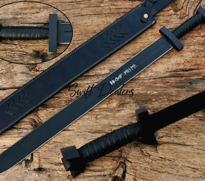 Handmade Stainless Steel Viking Sword (Black Edition) With Leather Cover | Functional Sword | Battle Ready Sword - Swift dealers