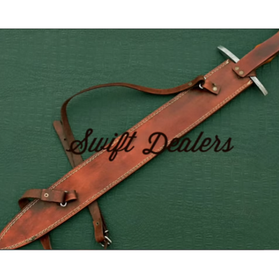 Hand Forged Damascus Sword with Resin Handle and a Real Leather Sheath (Battle Ready) - Swift dealers