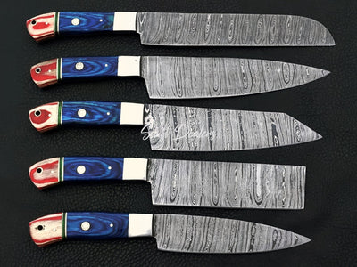 Handmade Chef Set (5 Piece Chef Set), Damascus Steel Knife Set, Kitchen Knife Set | Comes with Leather Wrap Price: - Swift dealers