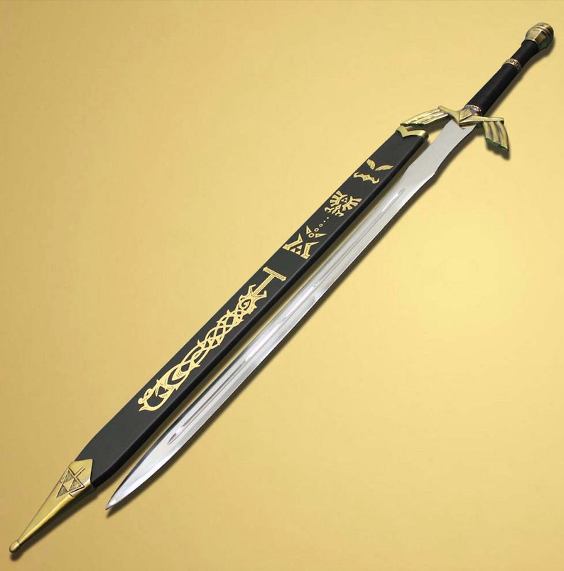 Handmade 50” Legend of Zelda The Master Sword/ The Blade of Evil's Bane Replica with Scabbard (Black and Gold) - Swift dealers