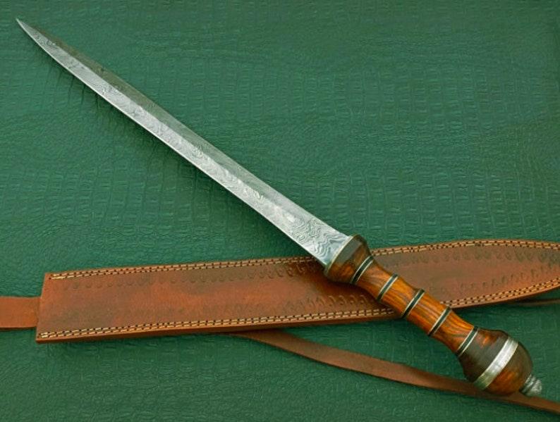30 Inch Damascus Steel Gladiator Sword, Hand Forged Customized Roman Sword With Real Leather Sheath - Swift dealers