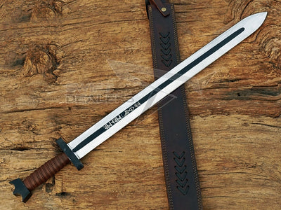 Stainless Steel Viking Sword Customized With Leather Sheath (Fully Functional/Battle Ready Sword) - Swift dealers
