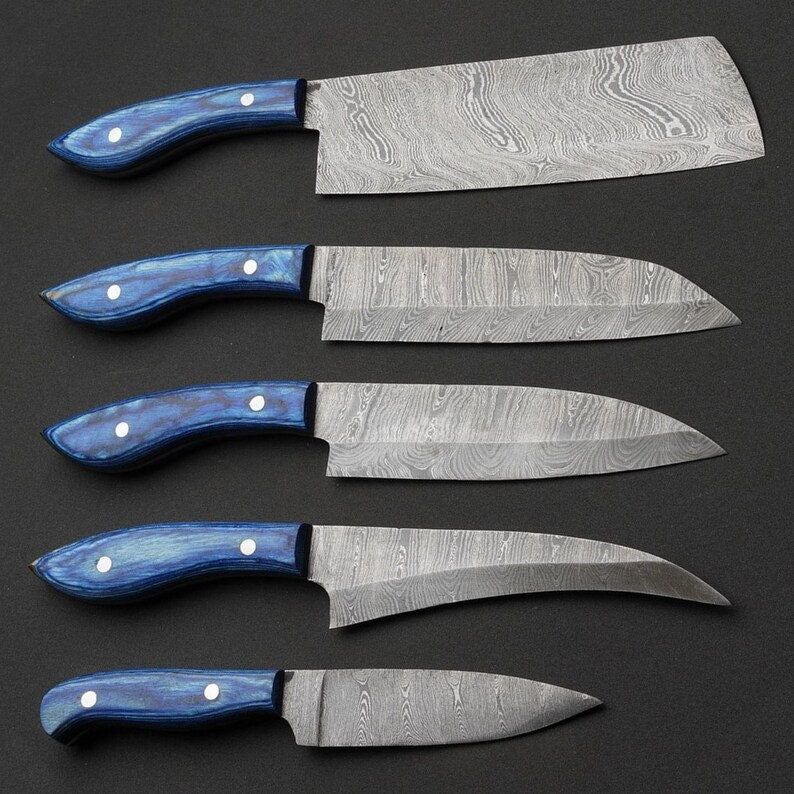 Handmade Chef Set, Damascus Steel Chef Set (5 piece), Kitchen Knife set - Swift dealers